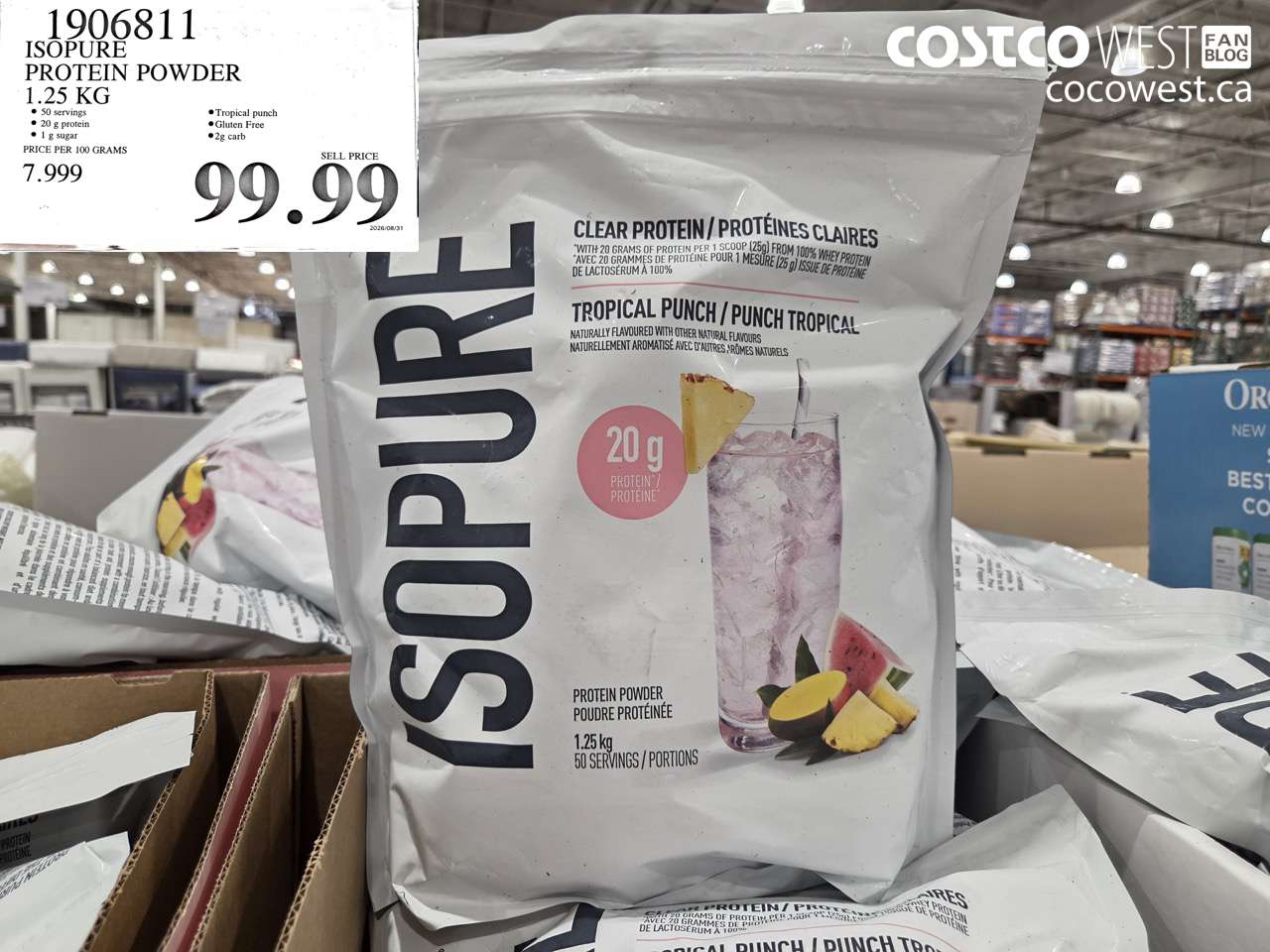 1906811 ISOPURE PROTEIN POWDER 1.25 KG $99.99