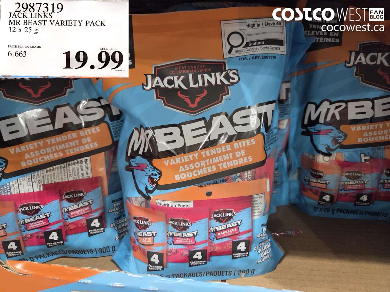 2987319 JACK LINKS MR BEAST VARIETY PACK 12 X 25 G $19.99