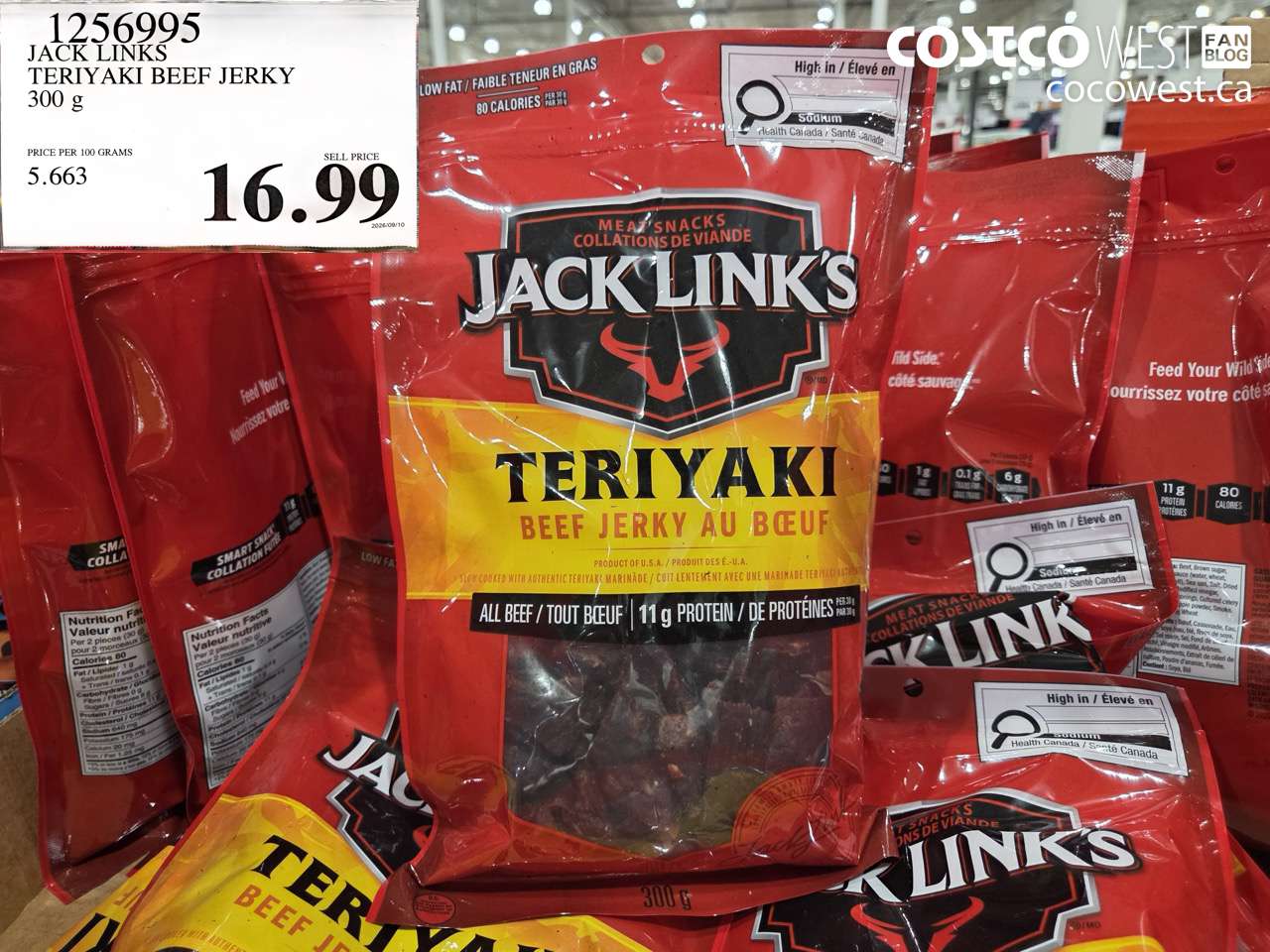 1256995 JACK LINKS TERIYAKI BEEF JERKY 300 G $16.99