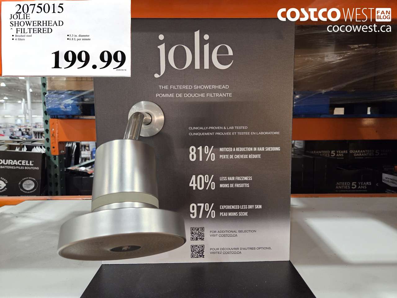 2075015 JOLIE SHOWERHEAD FILTERED $199.99