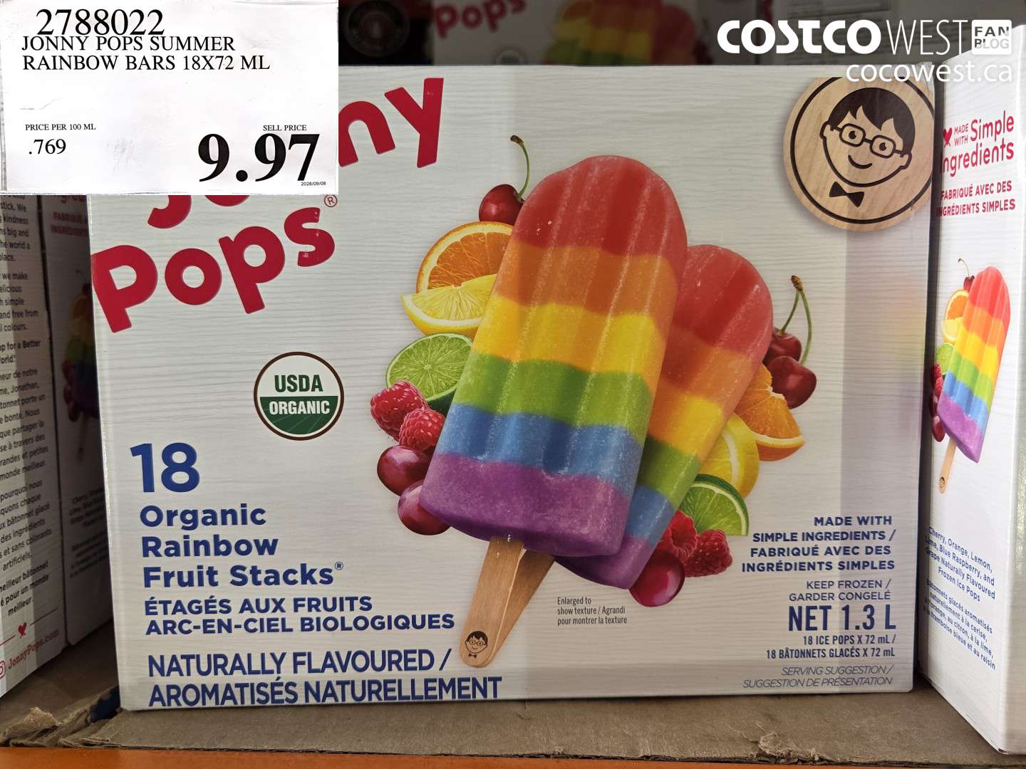 2788022 JONNY POPS SUMMER RAINBOW BARS 18X72 ML $9.97