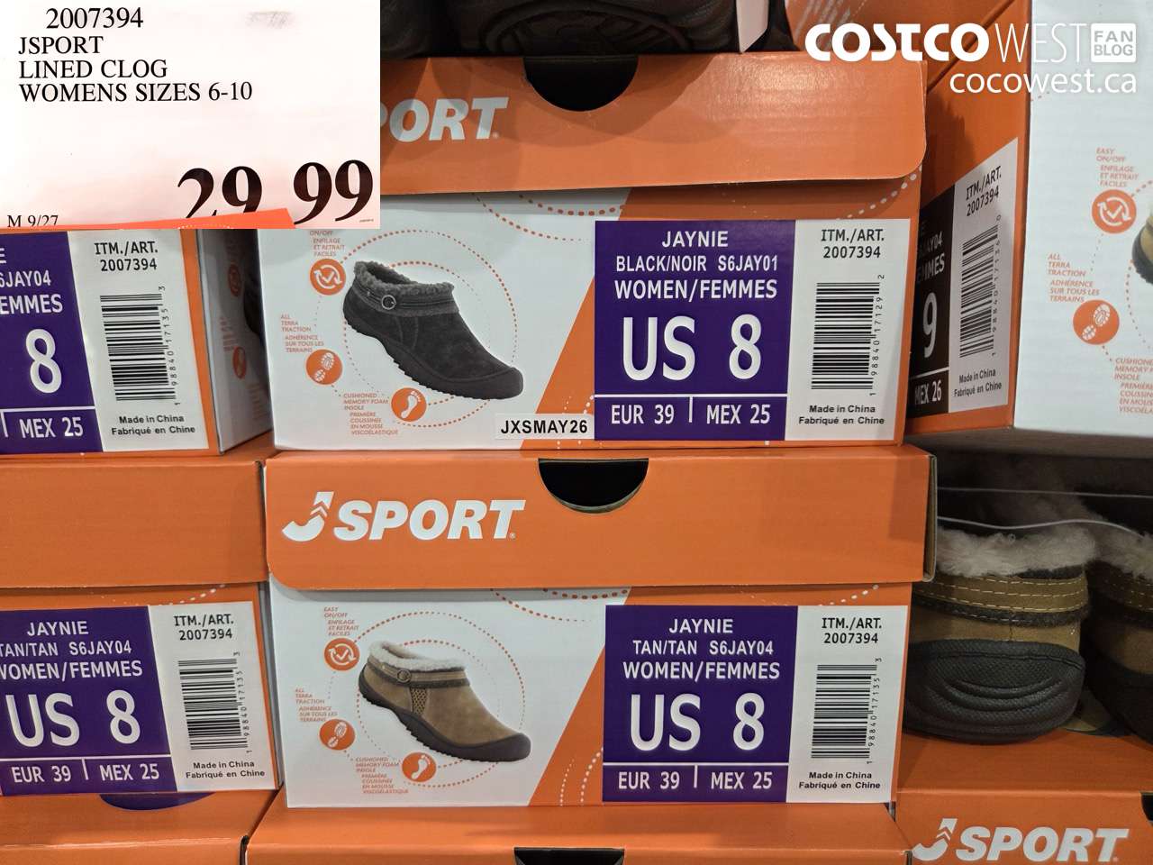 2007394 JSPORT LINED CLOG WOMENS SIZES 6-10 $29.99