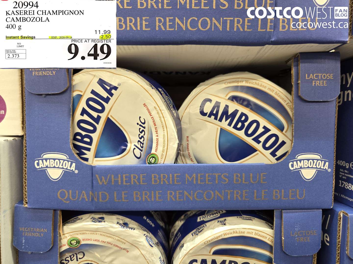 20994 KASEREI CHAMPIGNON CAMBOZOLA 400 G ($2.50 INSTANT SAVINGS EXPIRES ON 2026-09-14) $9.49