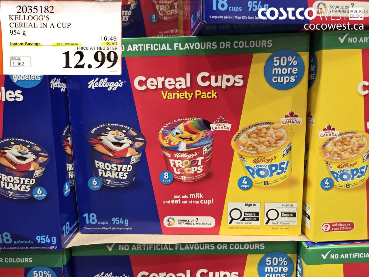 2035182 KELLOGG'S CEREAL IN A CUP 954 G ($3.50 INSTANT SAVINGS EXPIRES ON 2026-09-10) $12.99