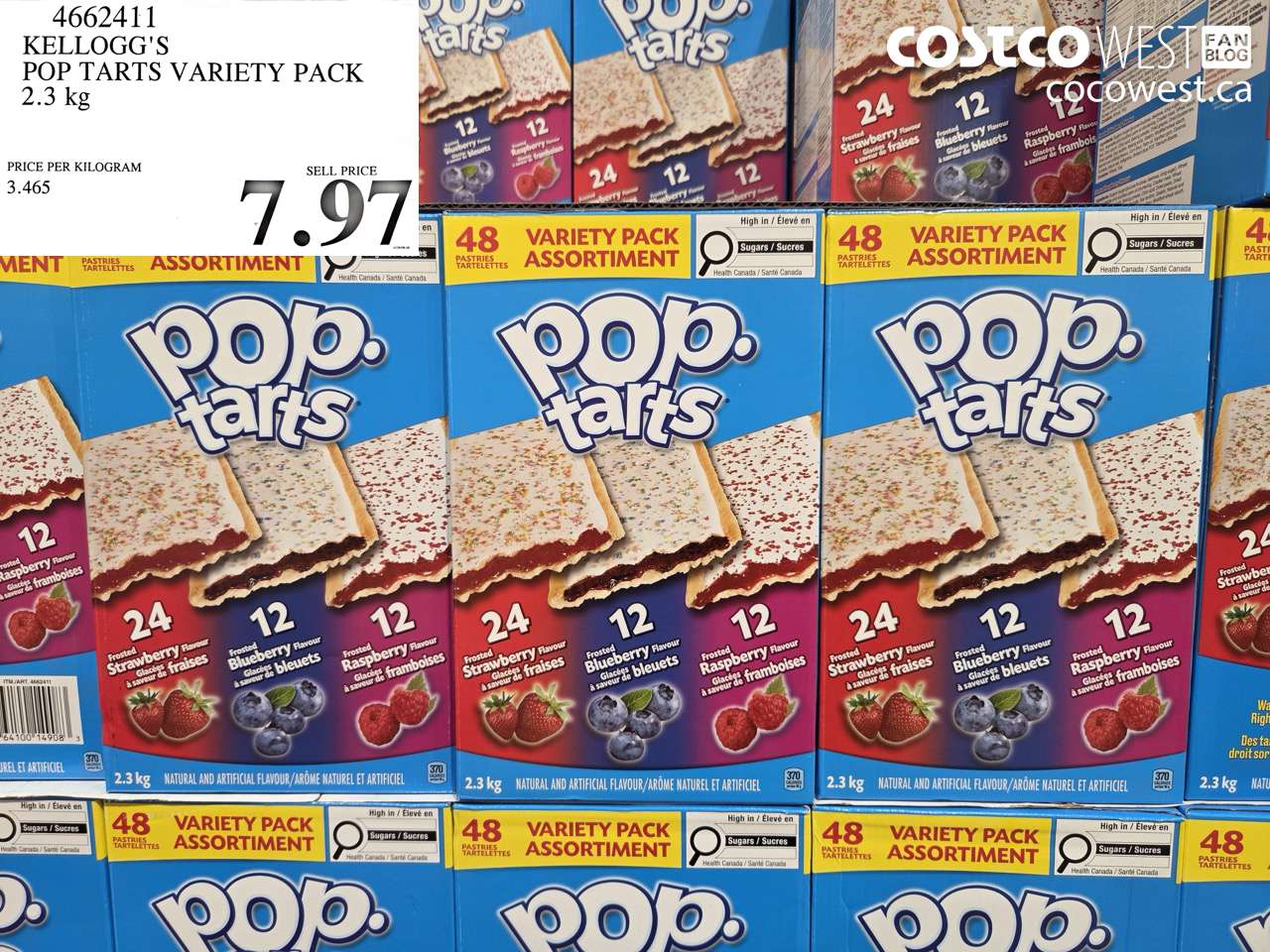 4662411 KELLOGG'S POP TARTS VARIETY PACK 2.3 KG $7.97
