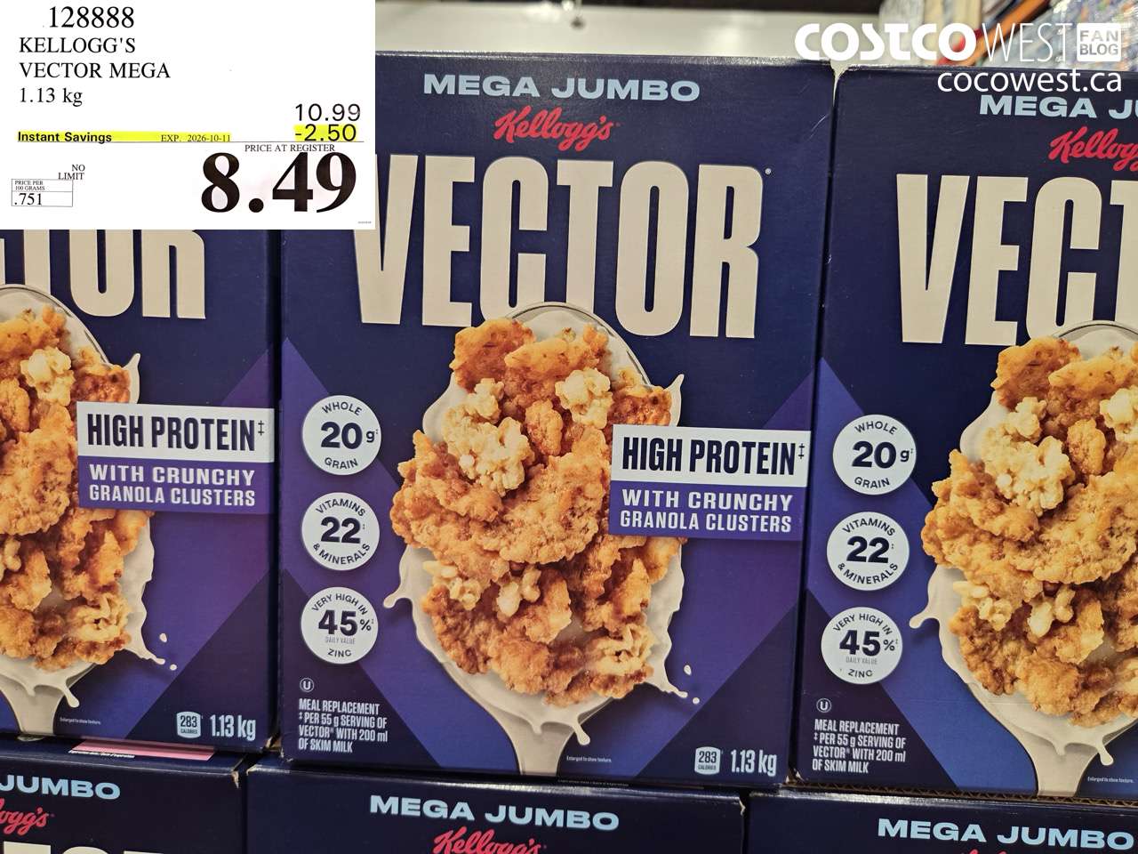 128888 KELLOGG'S VECTOR MEGA 1.13 KG ($2.50 INSTANT SAVINGS EXPIRES ON 2026-10-11) $8.49