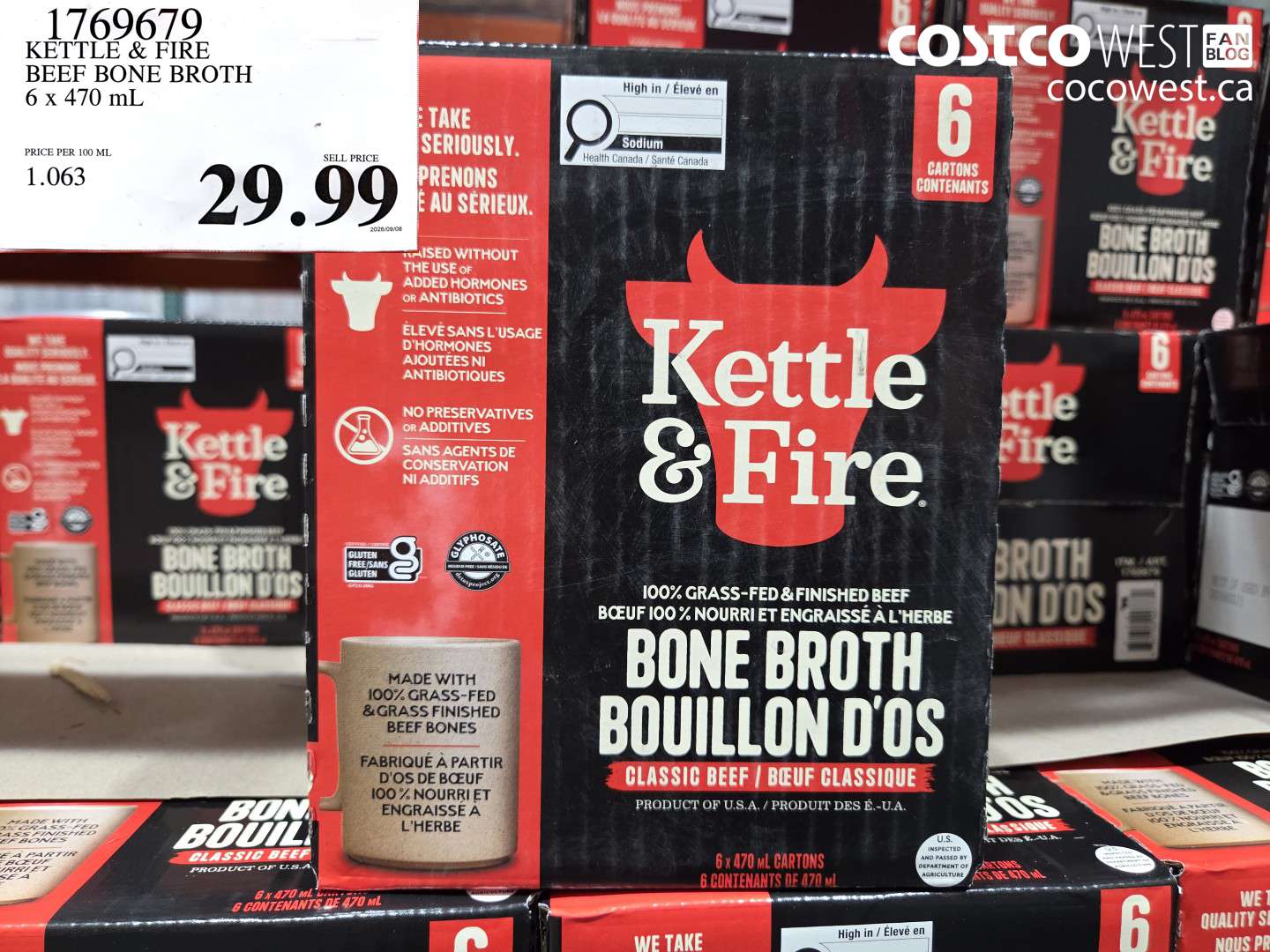 1769679 KETTLE & FIRE BEEF BONE BROTH 6 X 470 ML $29.99