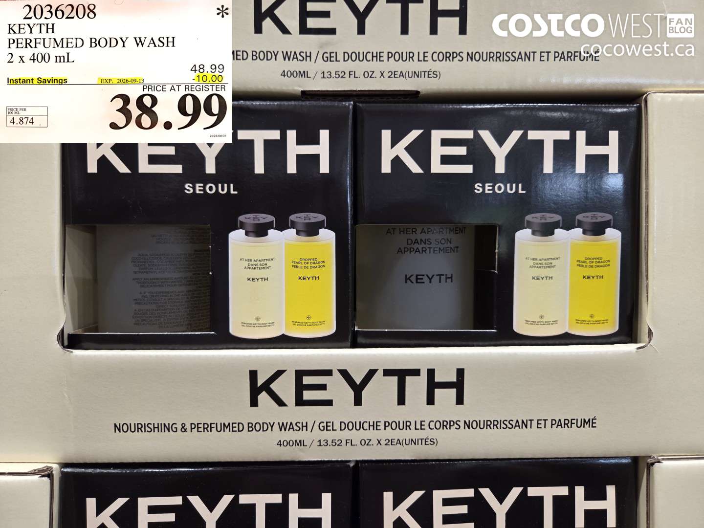 2036208 KEYTH PERFUMED BODY WASH 2 X 400 ML ($10.00 INSTANT SAVINGS EXPIRES ON 2026-09-13) $38.99