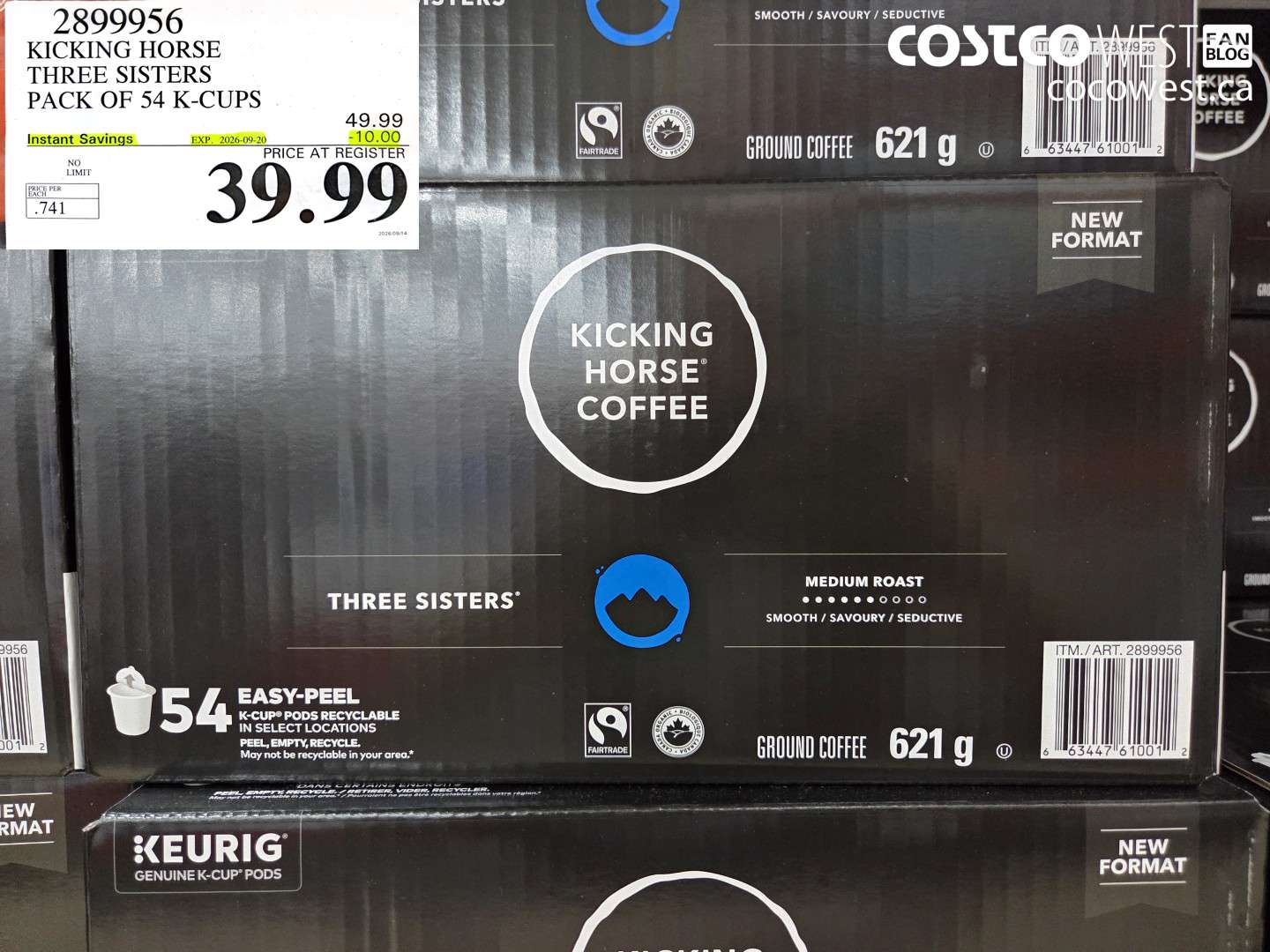 2899956 KICKING HORSE THREE SISTERS PACK OF 54 K-CUPS ($10.00 INSTANT SAVINGS EXPIRES ON 2026-09-20) $39.99
