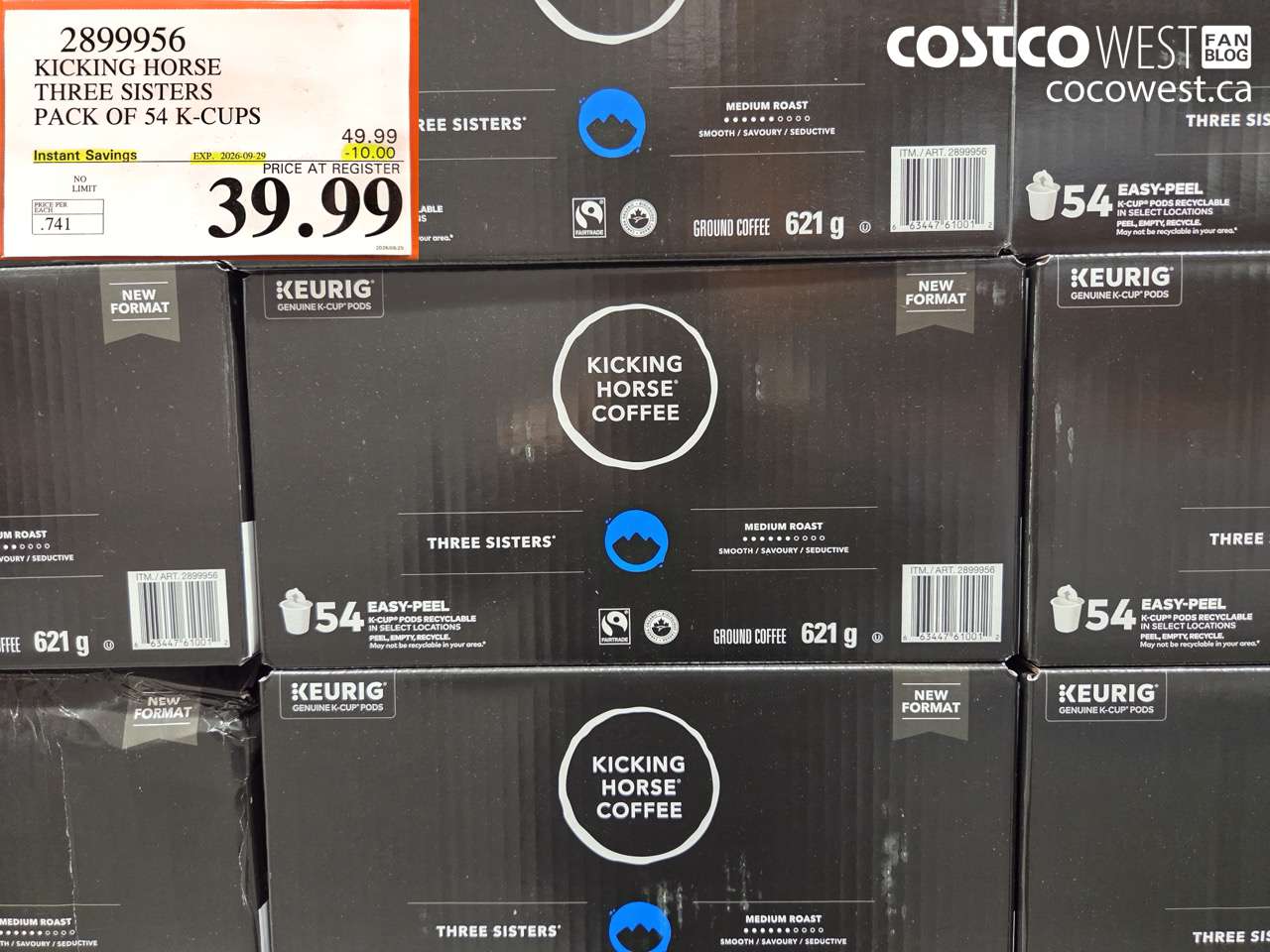 2899956 KICKING HORSE THREE SISTERS PACK OF 54 K-CUPS ($10.00 INSTANT SAVINGS EXPIRES ON 2026-09-29) $39.99