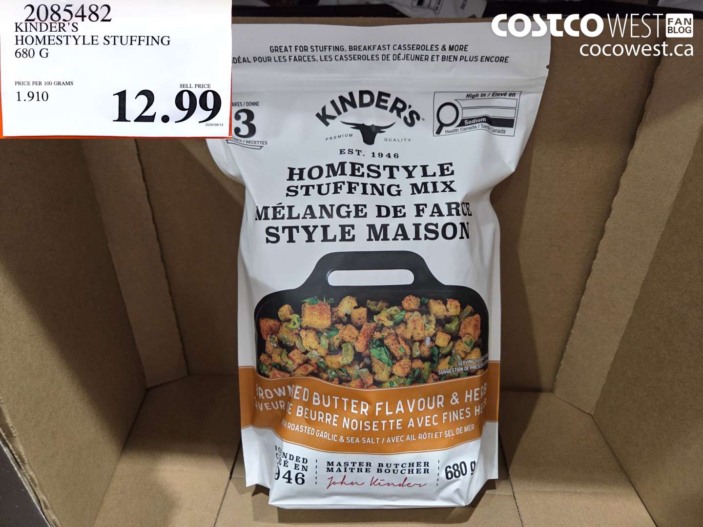 2085482 KINDER'S HOMESTYLE STUFFING 680 G $12.99