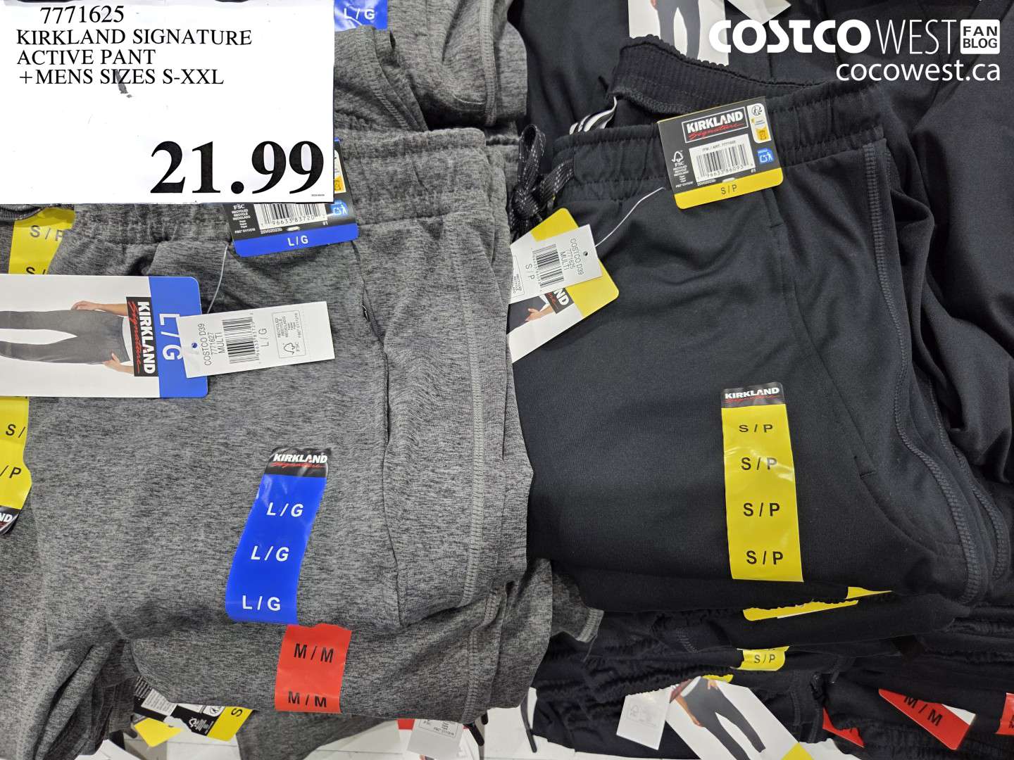 7771625 KIRKLAND SIGNATURE ACTIVE PANT MENS SIZES S-XXL $21.99