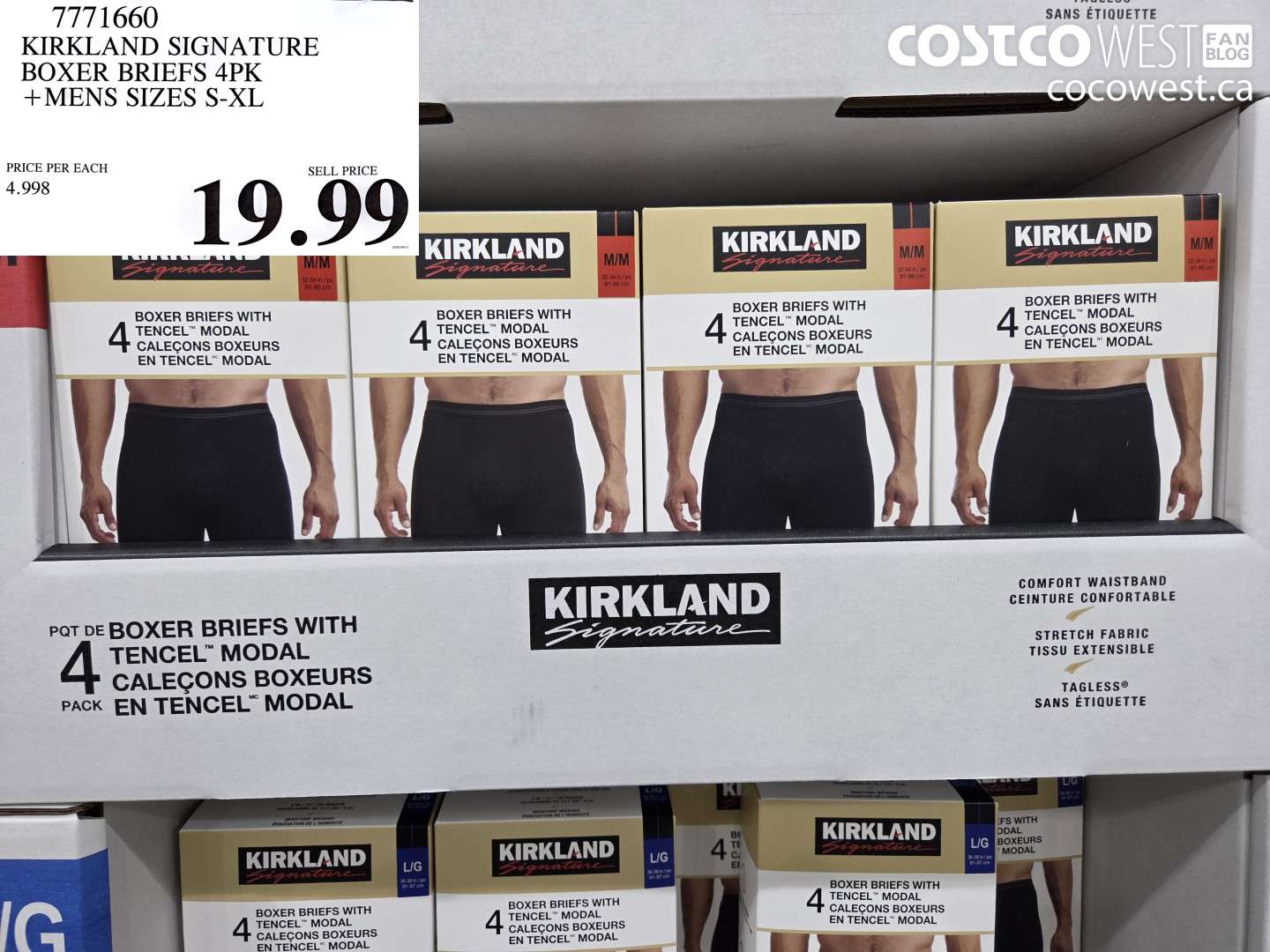 7771660 KIRKLAND SIGNATURE BOXER BRIEFS 4PK +MENS SIZES S-XL $19.99