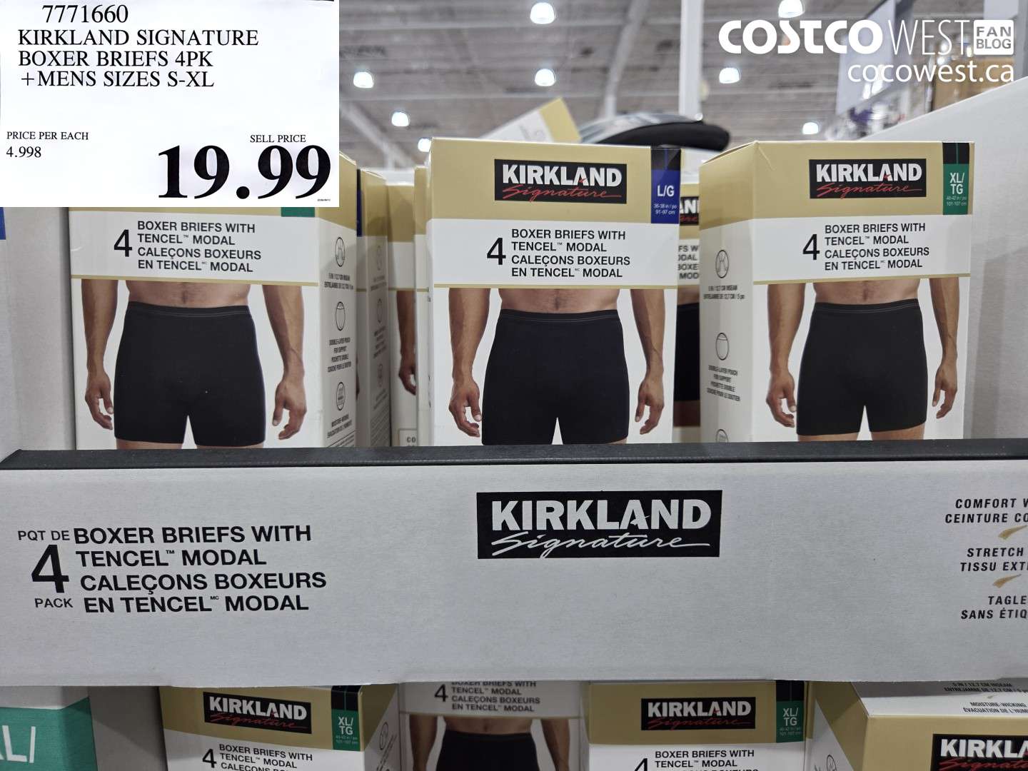 7771660 KIRKLAND SIGNATURE BOXER BRIEFS 4PK + MENS SIZES S-XL $19.99