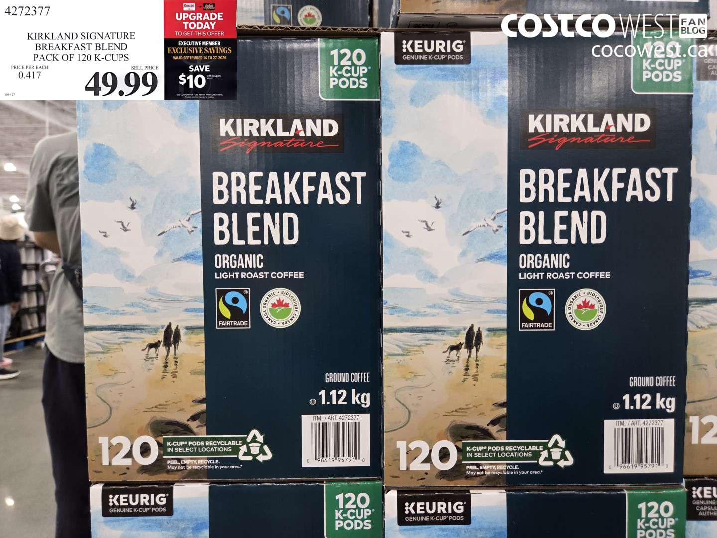 4272377 KIRKLAND SIGNATURE BREAKFAST BLEND PACK OF 120 K-CUPS 10 OFF (EXPIRES ON 2026-09-27) $49.99