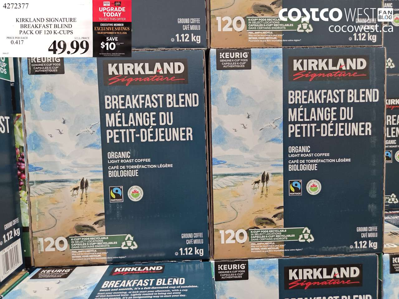 4272377 KIRKLAND SIGNATURE BREAKFAST BLEND PACK OF 120 K-CUPS ($10.00 INSTANT SAVINGS EXPIRES ON 2026-09-27) $39.99