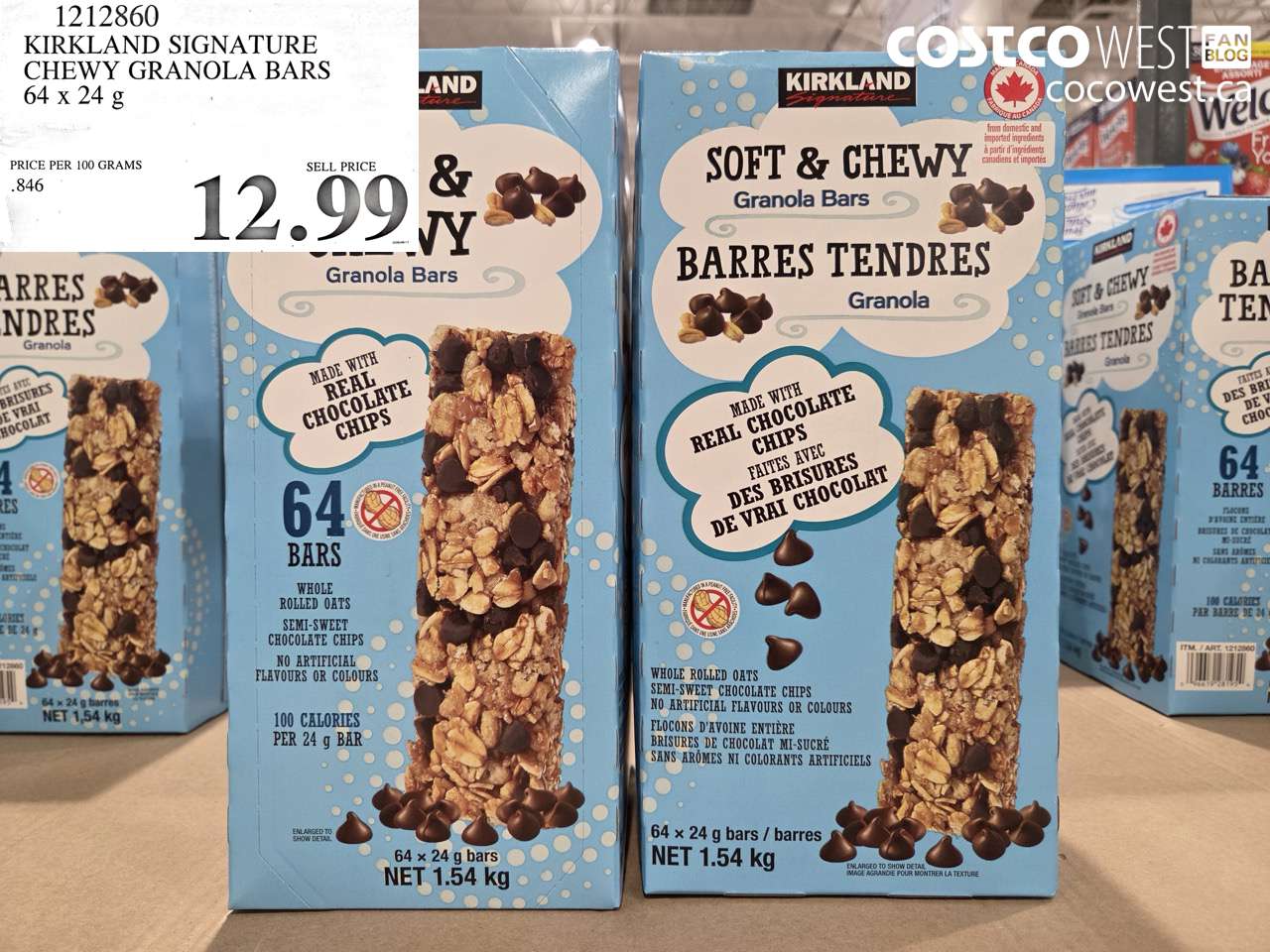 1212860 KIRKLAND SIGNATURE CHEWY GRANOLA BARS 64 X 24 G $12.99