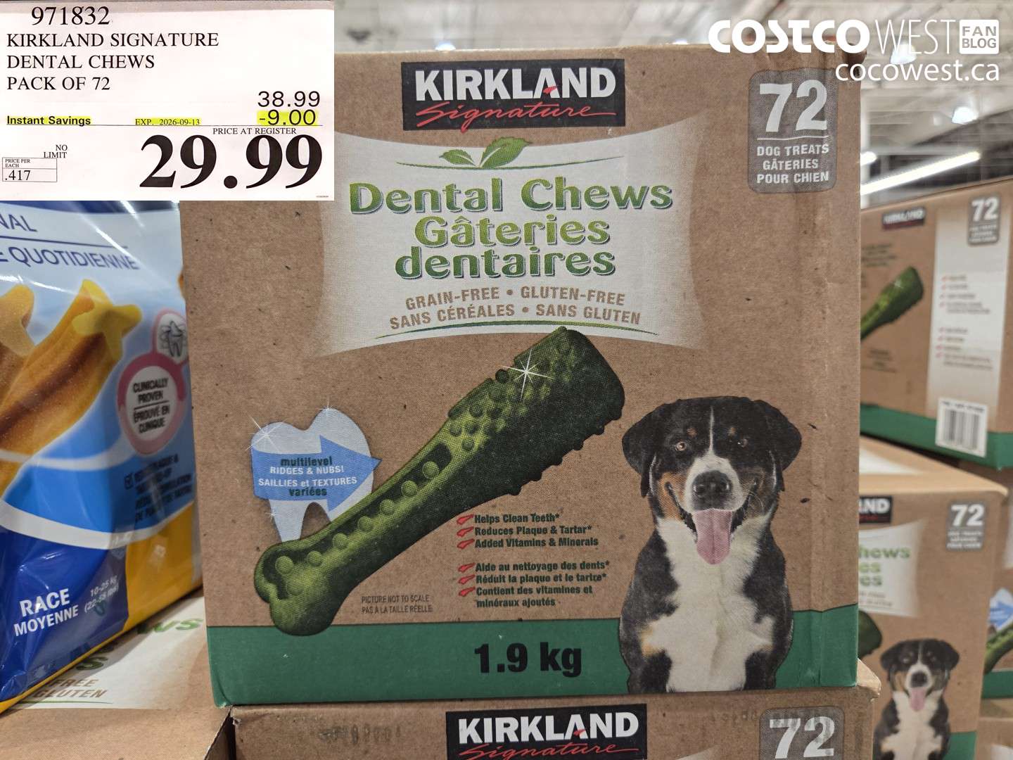 971832 KIRKLAND SIGNATURE DENTAL CHEWS PACK OF 72 ($9.00 INSTANT SAVINGS EXPIRES ON 2026-09-13) $29.99