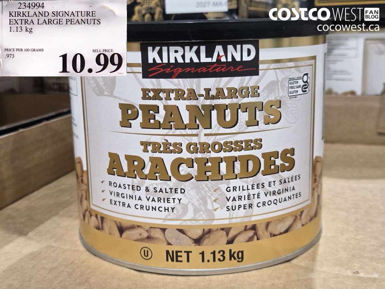 234994 KIRKLAND SIGNATURE EXTRA LARGE PEANUTS 1.13 KG $10.99