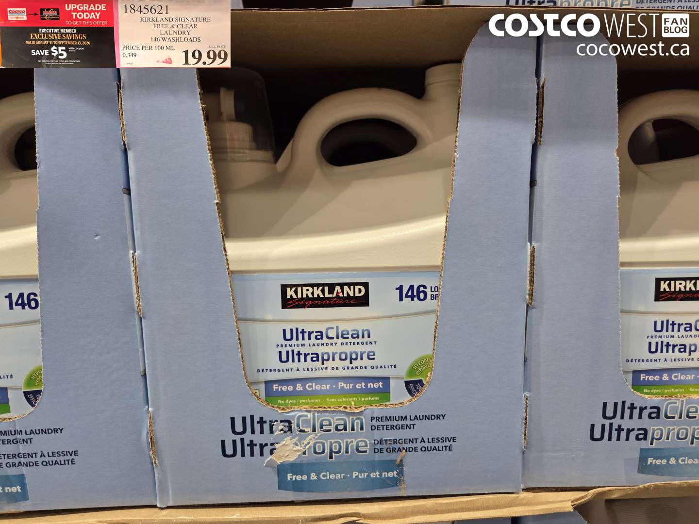 1845621 KIRKLAND SIGNATURE FREE & CLEAR LAUNDRY 146 WASHLOADS ($5.00 INSTANT SAVINGS EXPIRES ON 2026-09-13) $19.99