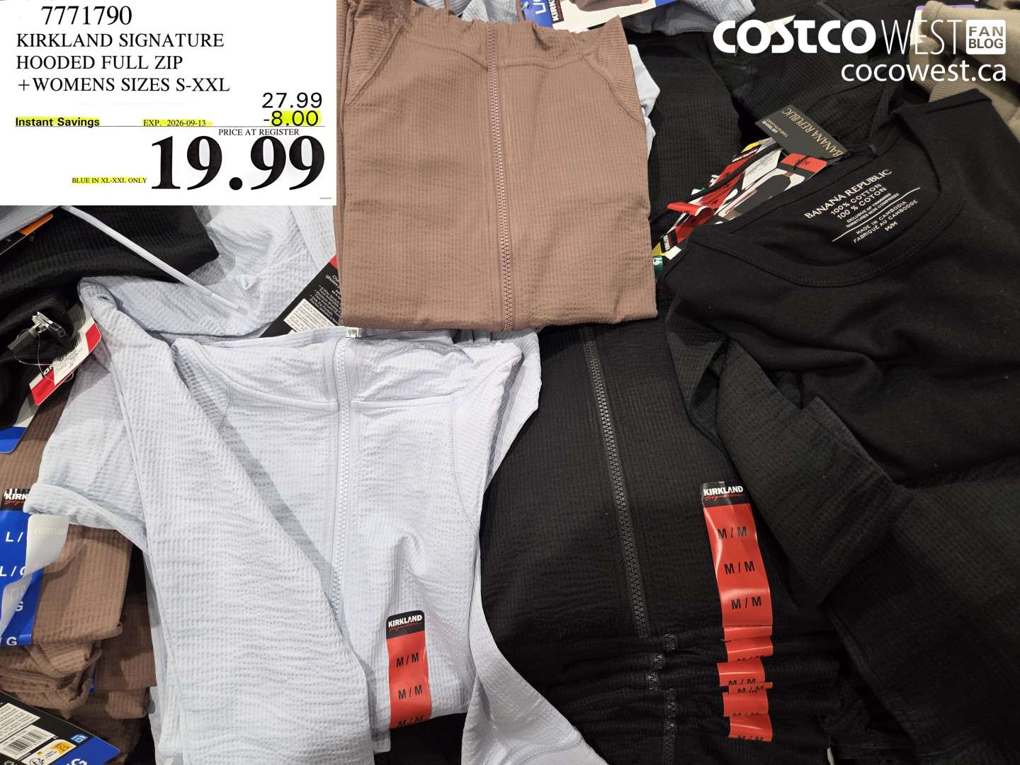 7771790 KIRKLAND SIGNATURE HOODED FULL ZIP + WOMENS SIZES S-XXL ($8.00 INSTANT SAVINGS EXPIRES ON 2026-09-13) $19.99