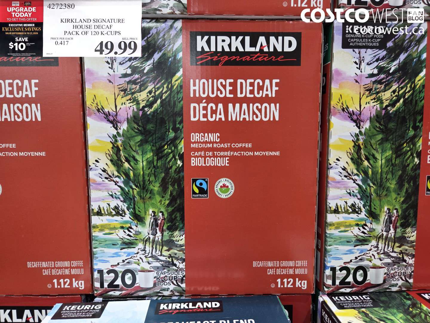 4272380 KIRKLAND SIGNATURE HOUSE DECAF PACK OF 120 K-CUPS ($10.00 INSTANT SAVINGS EXPIRES ON 2026-09-27) $49.99