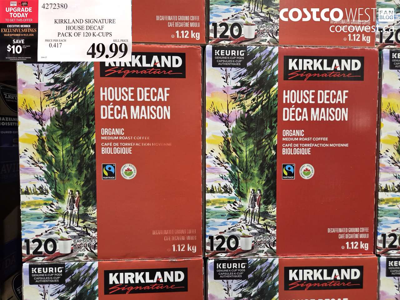 4272380 KIRKLAND SIGNATURE HOUSE DECAF PACK OF 120 K-CUPS ($10.00 INSTANT SAVINGS EXPIRES ON 2026-09-27) $39.99