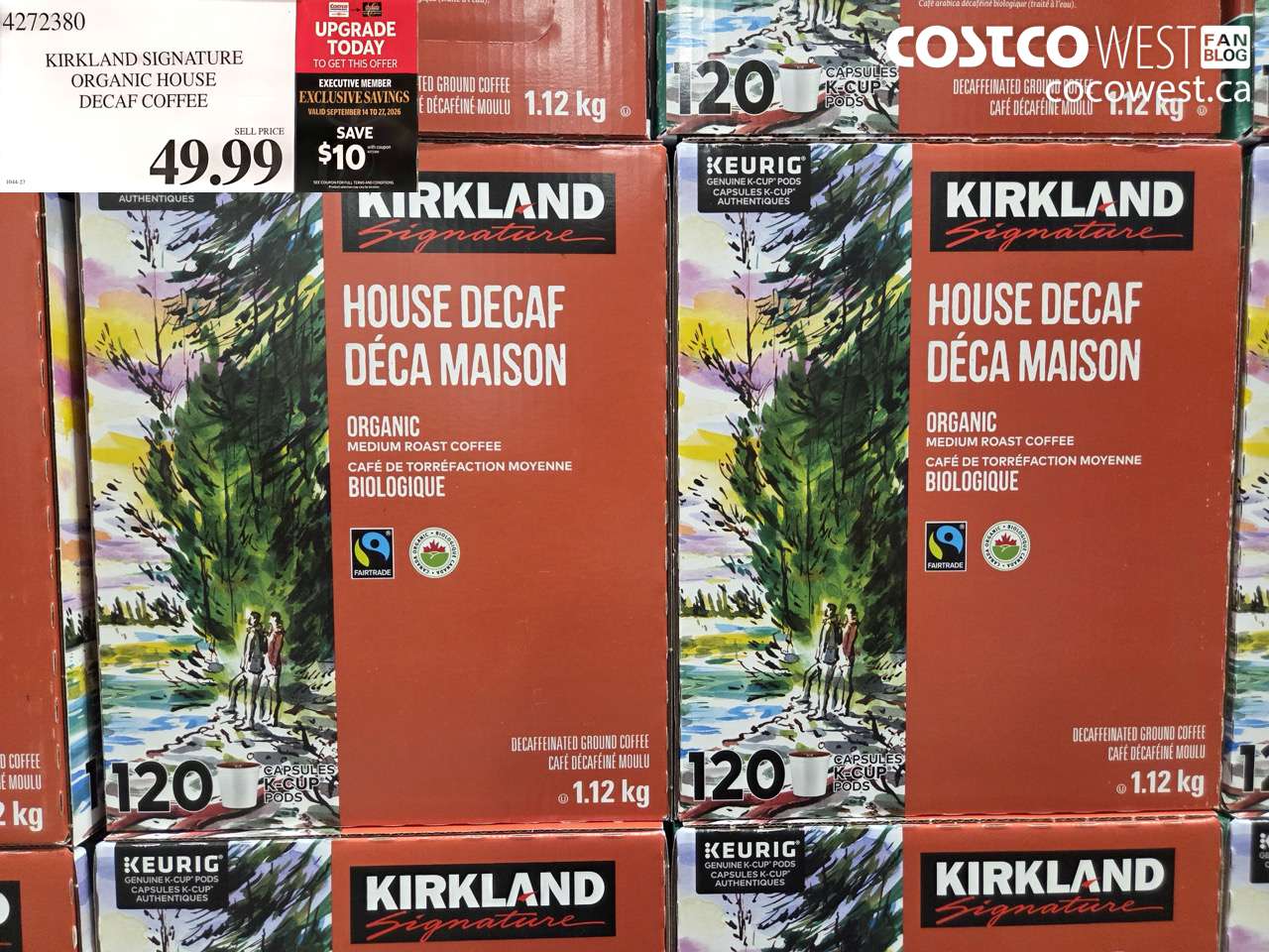 4272380 KIRKLAND SIGNATURE ORGANIC HOUSE DECAF COFFEE ($10.00 INSTANT SAVINGS EXPIRES ON 2026-09-27) $39.99