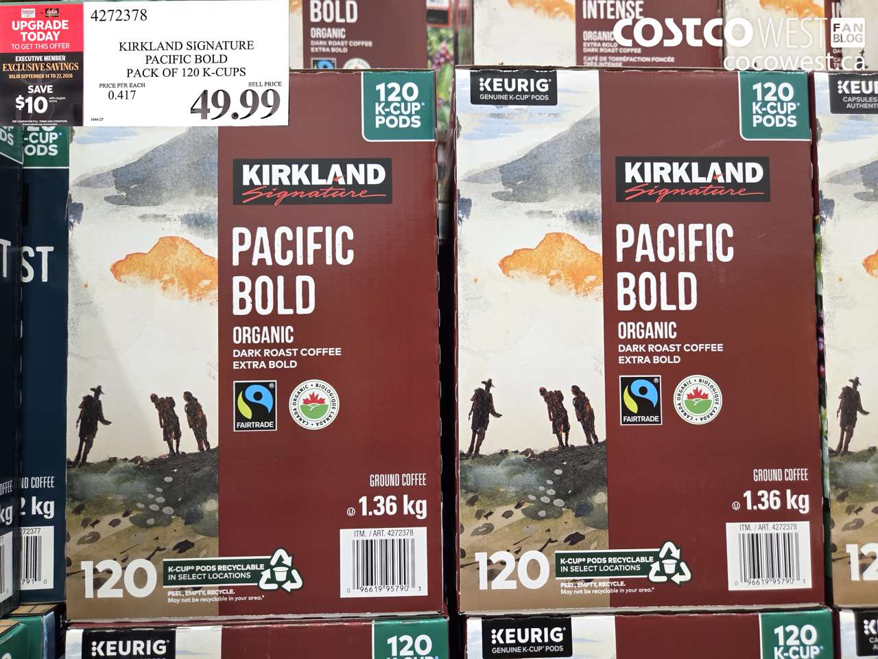 4272378 KIRKLAND SIGNATURE PACIFIC BOLD PACK OF 120 K-CUPS ($10.00 INSTANT SAVINGS EXPIRES ON 2026-09-27) $39.99