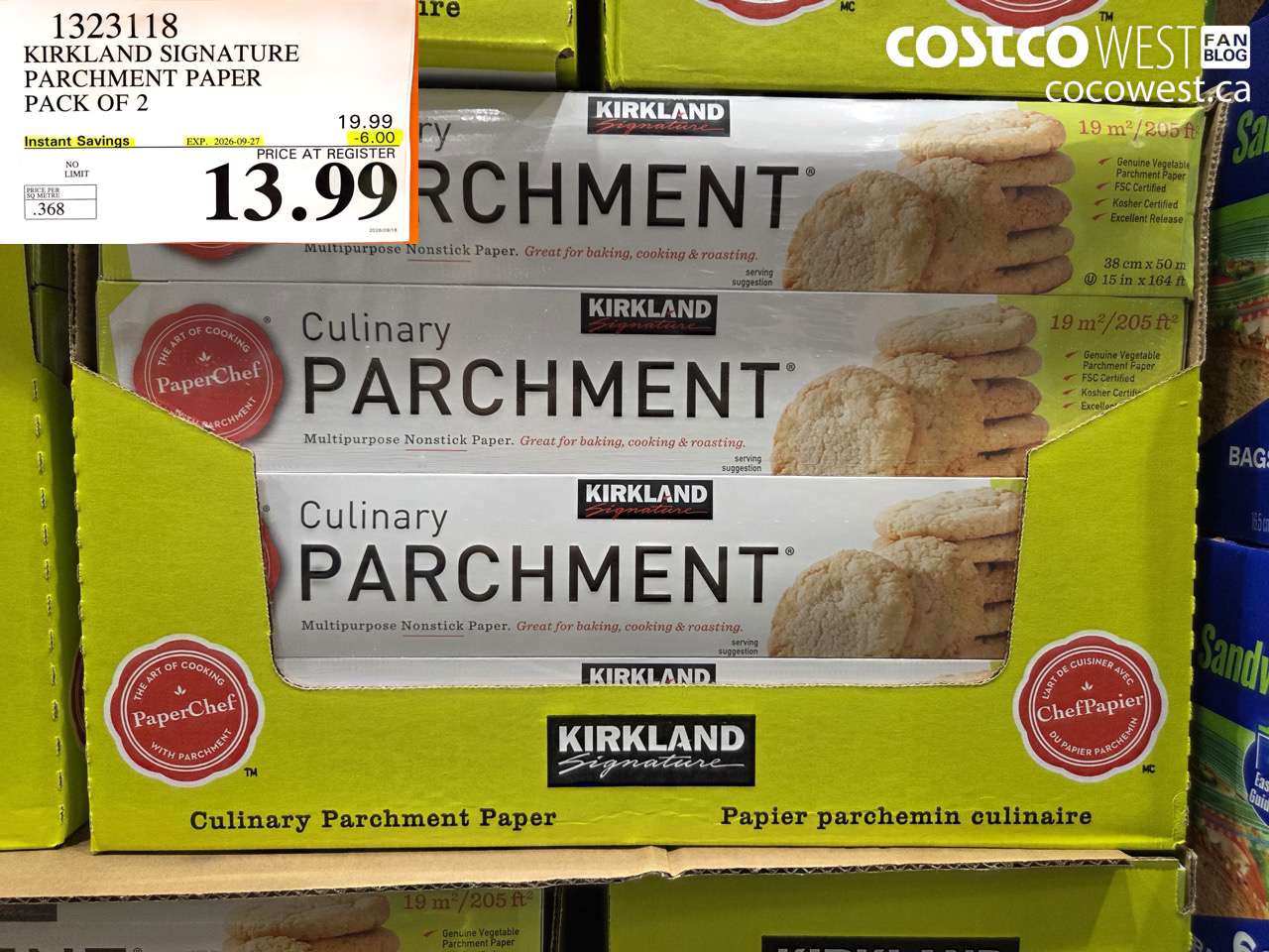1323118 KIRKLAND SIGNATURE PARCHMENT PAPER PACK OF 2 ($6.00 INSTANT SAVINGS EXPIRES ON 2026-09-27) $13.99