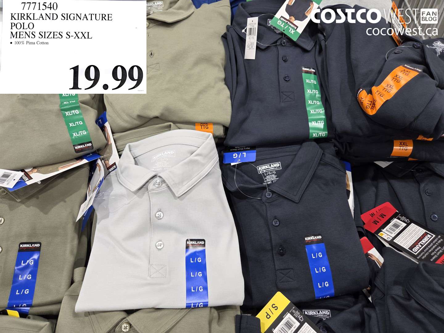 7771540 KIRKLAND SIGNATURE POLO MENS SIZES S-XXL $19.99