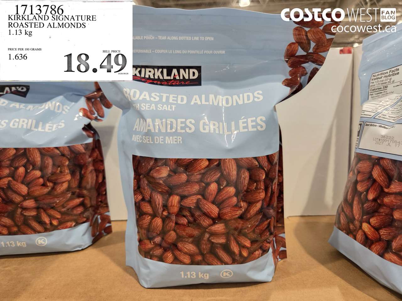 1713786 KIRKLAND SIGNATURE ROASTED ALMONDS 1.13 KG $18.49