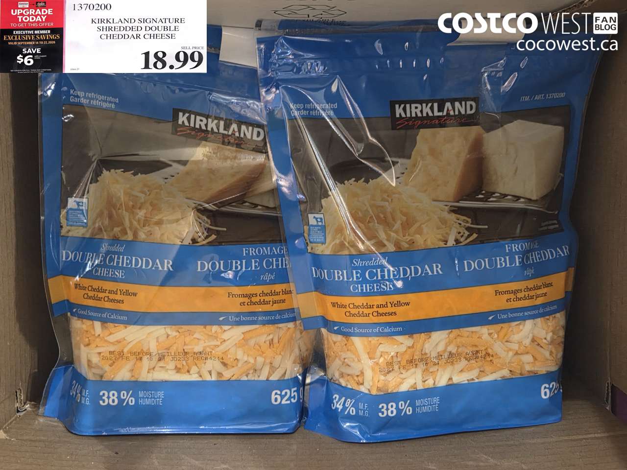 1370200 KIRKLAND SIGNATURE SHREDDED DOUBLE CHEDDAR CHEESE ($6.00 INSTANT SAVINGS EXPIRES ON 2026-09-27) $12.99