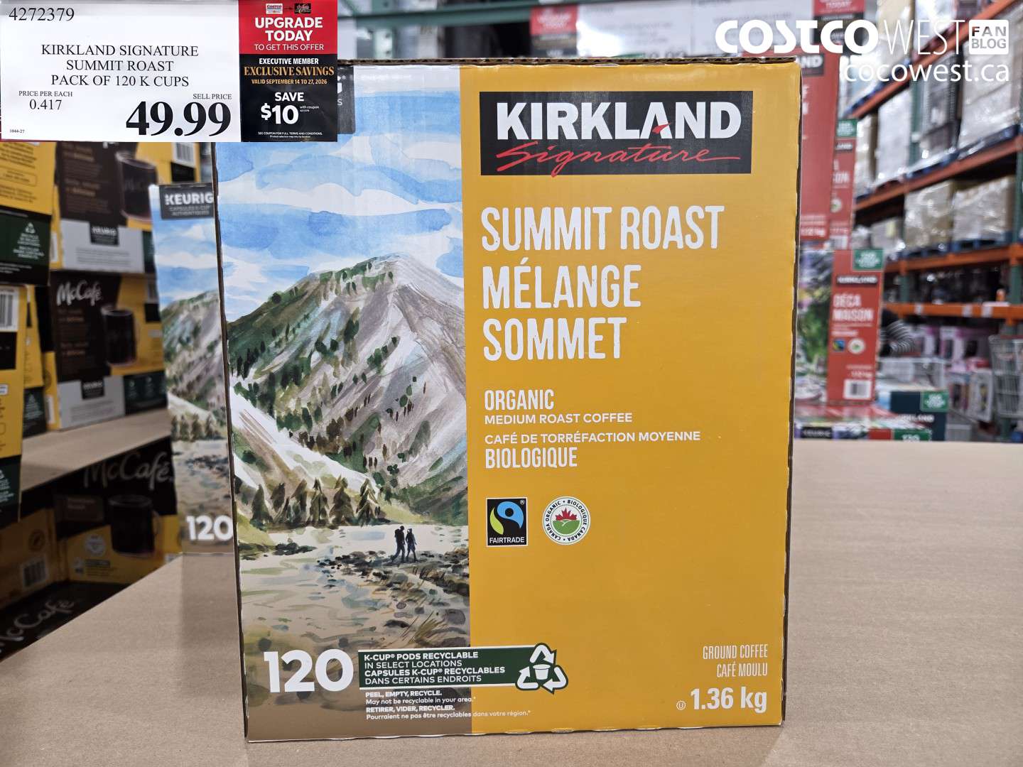 4272379 KIRKLAND SIGNATURE SUMMIT ROAST PACK OF 120 K CUPS ($10.00 INSTANT SAVINGS EXPIRES ON 2026-09-27) $49.99