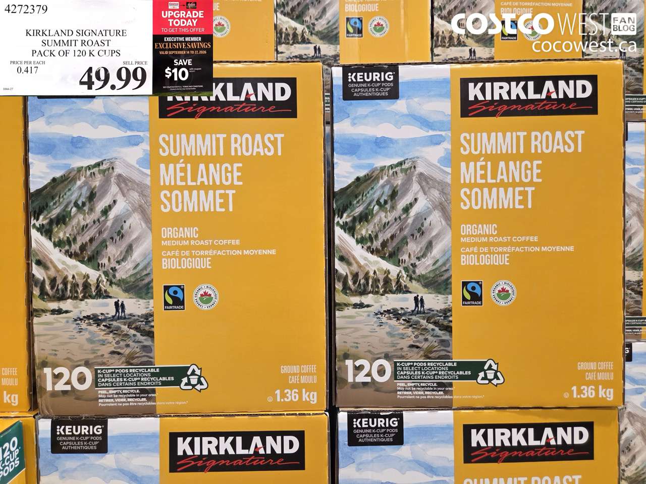 4272379 KIRKLAND SIGNATURE SUMMIT ROAST PACK OF 120 K CUPS ($10.00 INSTANT SAVINGS EXPIRES ON 2026-09-27) $39.99