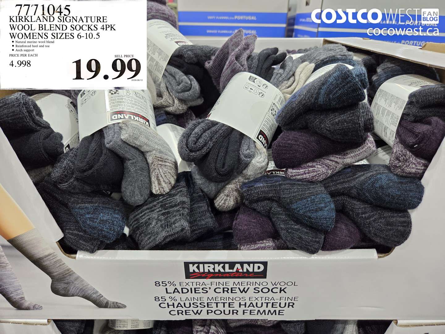 7771045 KIRKLAND SIGNATURE WOOL BLEND SOCKS 4PK WOMENS SIZES 6-10.5 $19.99
