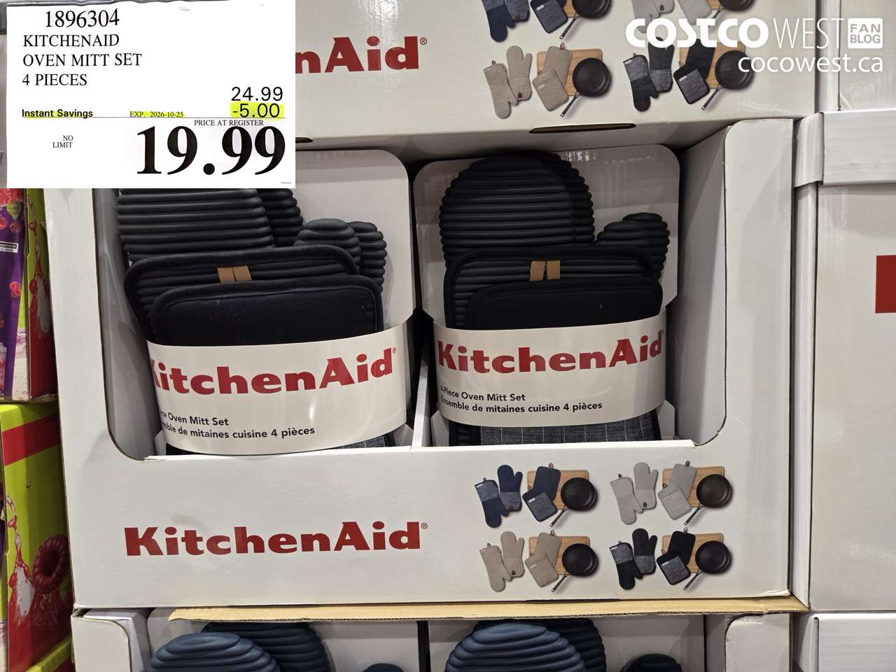 1896304 KITCHENAID OVEN MITT SET 4 PIECES ($5.00 INSTANT SAVINGS EXPIRES ON 2026-10-25) $19.99