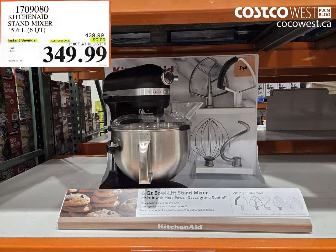1709080 KITCHENAID STAND MIXER 5.6 L (6 QT) ($90.00 INSTANT SAVINGS EXPIRES ON 2026-09-27) $349.99