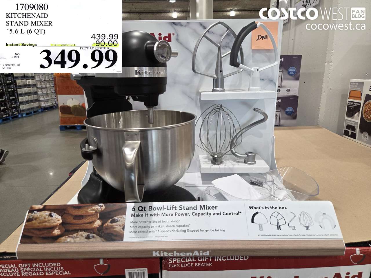 1709080 KITCHENAID STAND MIXER 5.6 L (6 QT) ($90.00 INSTANT SAVINGS EXPIRES ON 2026-10-11) $349.99