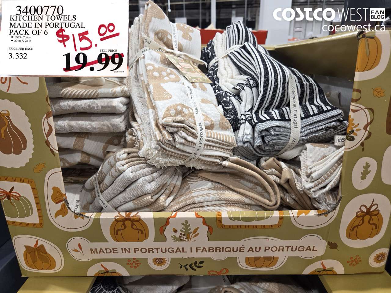 3400770 KITCHEN TOWELS MADE IN PORTUGAL PACK OF 6 $15.00