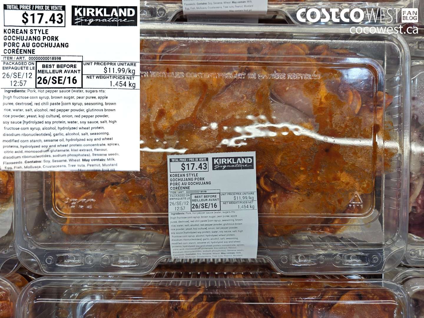 18598 KOREAN STYLE GOCHUJANG PORK PORC AU GOCHUJANG CORÉENNE $11.99