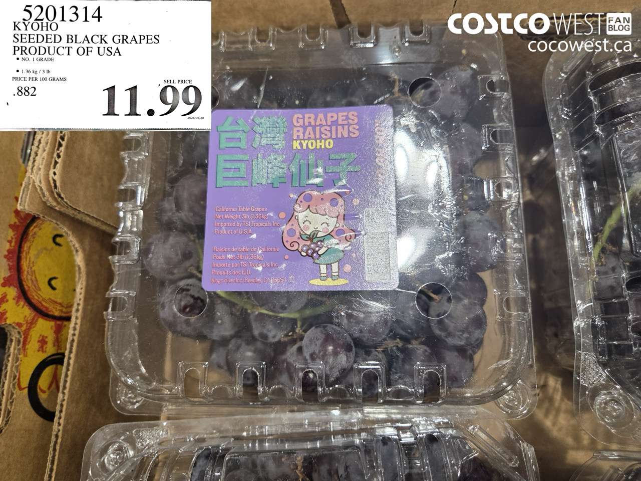 5201314 KYOHO SEEDED BLACK GRAPES PRODUCT OF USA $11.99