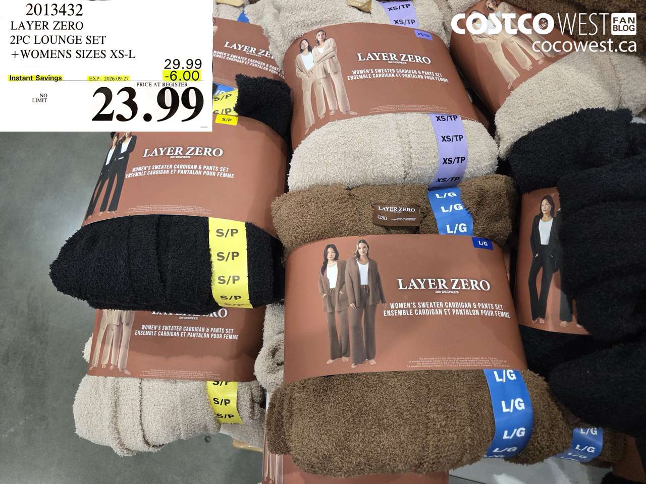 2013432 LAYER ZERO 2PC LOUNGE SET WOMENS SIZES XS-L ($6.00 INSTANT SAVINGS EXPIRES ON 2026-09-27) $23.99