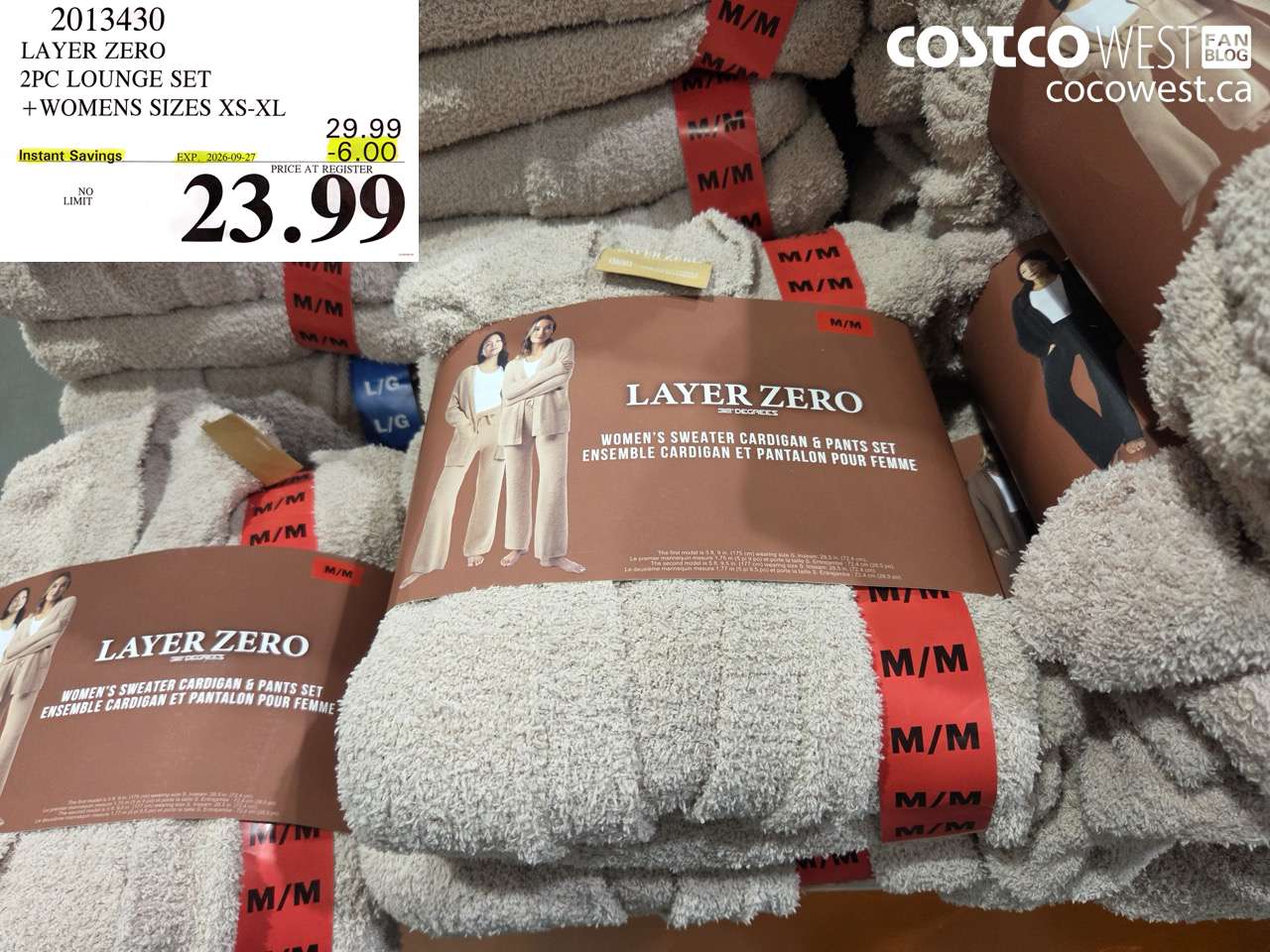 2013430 LAYER ZERO 2PC LOUNGE SET WOMENS SIZES XS-XL ($6.00 INSTANT SAVINGS EXPIRES ON 2026-09-27) $23.99