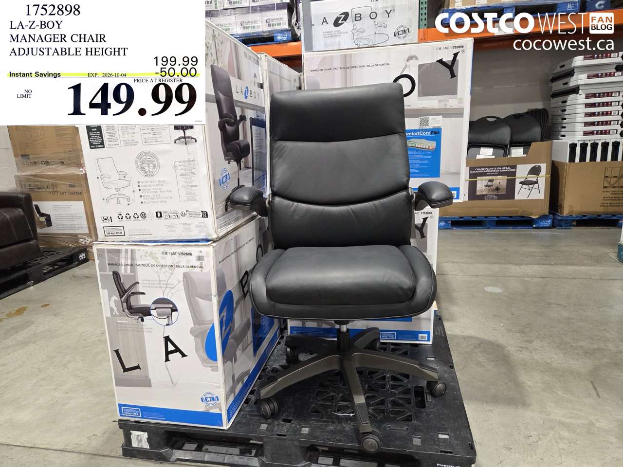 1752898 LA-Z-BOY MANAGER CHAIR ADJUSTABLE HEIGHT ($50.00 INSTANT SAVINGS EXPIRES ON 2026-10-04) $149.99
