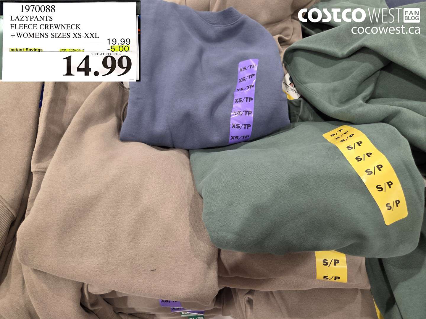 1970088 LAZYPANTS FLEECE CREWNECK + WOMENS SIZES XS-XXL ($5.00 INSTANT SAVINGS EXPIRES ON 2026-09-13) $14.99