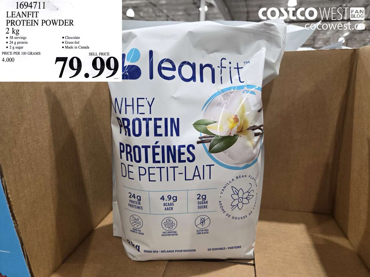 1694711 LEANFIT PROTEIN POWDER 2 KG $79.99