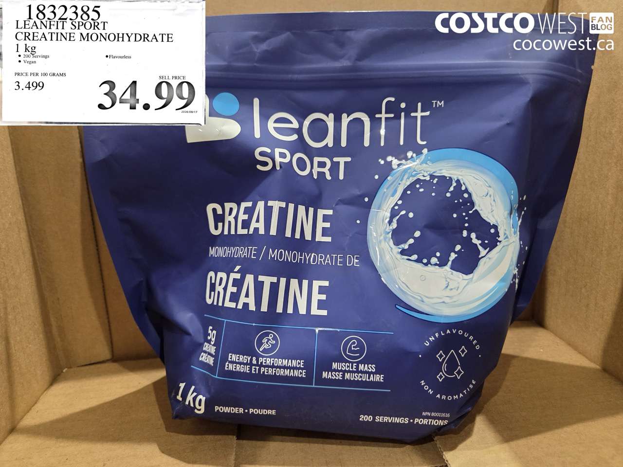 1832385 LEANFIT SPORT CREATINE MONOHYDRATE 1 KG $34.99