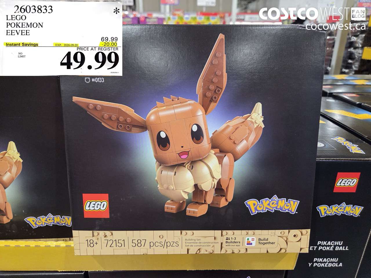 2603833 LEGO POKEMON EEVEE ($20.00 INSTANT SAVINGS EXPIRES ON 2026-09-20) $49.99