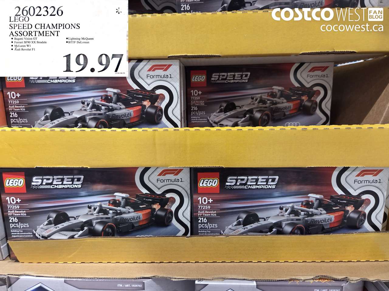 2602326 LEGO SPEED CHAMPIONS ASSORTMENT $19.97